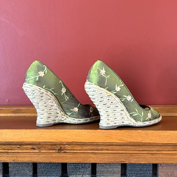 Silk Peep-Toe, Wedge Heel Espadrille Shoes Size 6 - Picture 3 of 6